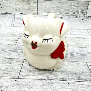 Vintage Shawnee Pottery Red Bow White "Smiley Pig" 14 oz Creamer Pitcher